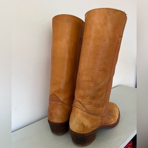 Vintage FRYE Black Label Tall Distressed Leather Boots | Size 9.5 main image 6